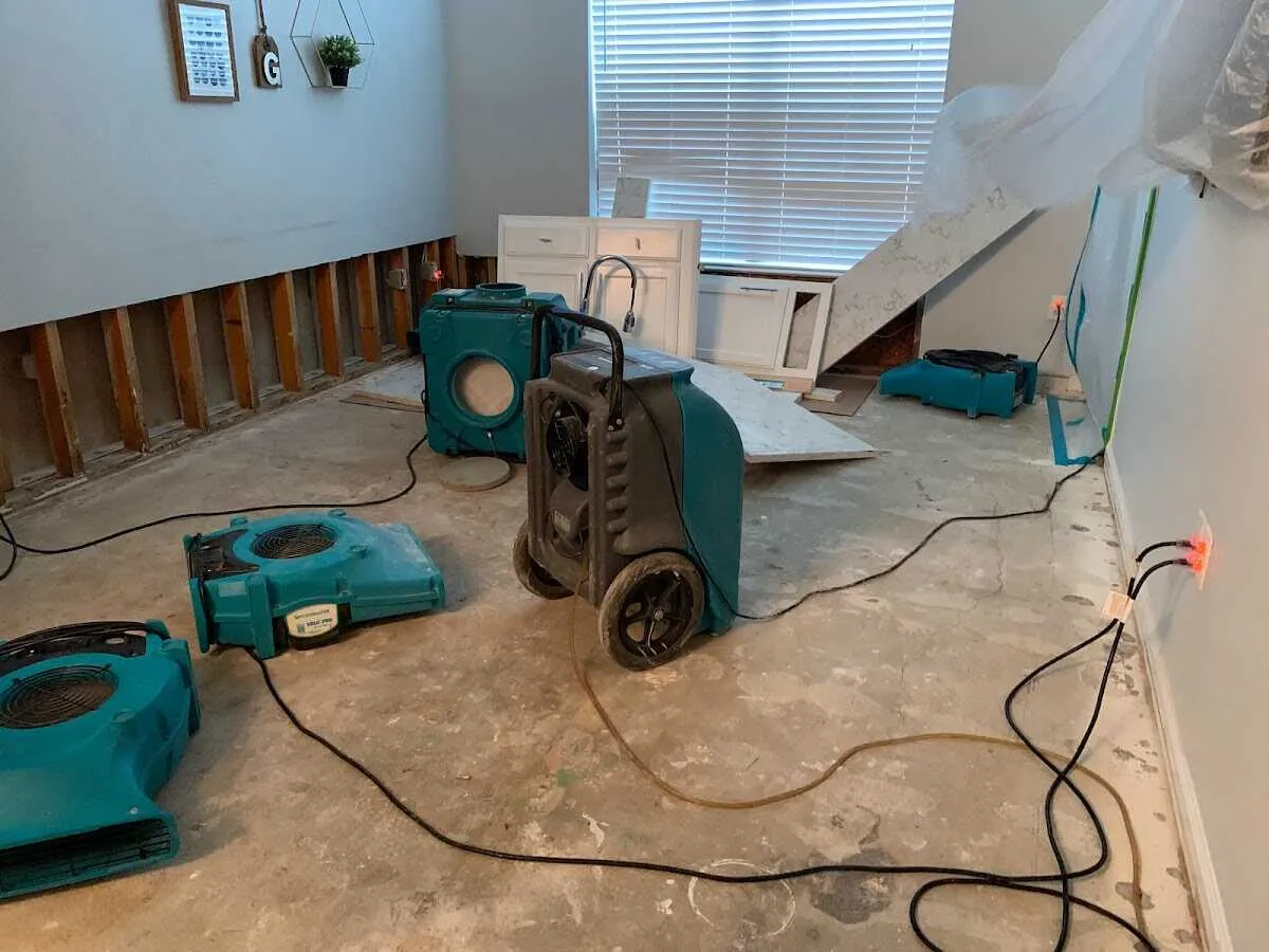 Dehumidifier in flood-cut room for Water Extraction & Removal in Swannanoa